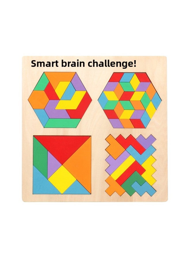Smart Brain Tangram Student's First Grade Math Teaching Aids Children's Toys Wooden Intelligence Puzzle Kindergarten-Color:701 - Image 1